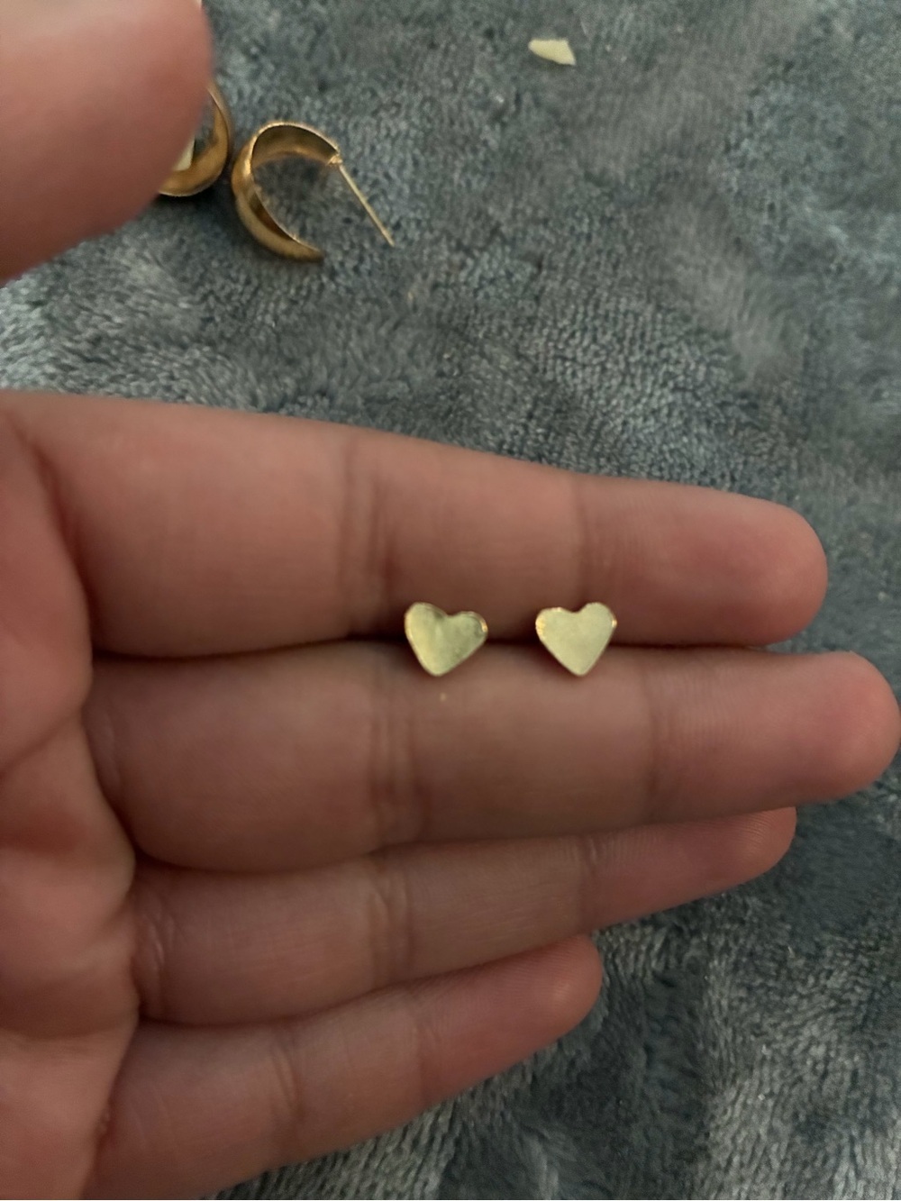 Gold Heart Stud Earrings, Classic Ball End Ear Piercing Jewelry Minimalist Heart